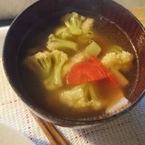 カリフラワーとブロッコリーとにんじんのスープ